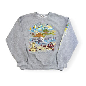 Vtg Walt Disney World Gray Sweatshirt Adult L Mickey Mouse Discover The Magic